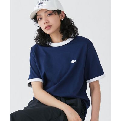 【オンライン限定】ＬＡＣＯＳＴＥ　ワンポイントロゴ　リンガーＴシャツ