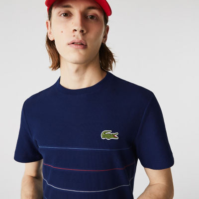 ＜LACOSTE＞切り替えピンボーダーオーガニックコットンＴシャツ