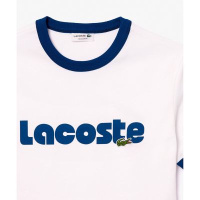 LACOSTE プリントモチーフ Tシャツ 綿100% LACOSTE tシャツ 「オンライン限定」LACOSTE オーバーサイズ