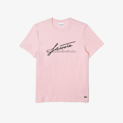 【SALE】スクリプトブランドネームロゴプリントTシャツ ライトピンク トップス