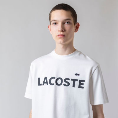 【ラコステ　メンズ】ラコステ LACOSTE ヘビーウェイトブランドネーム ラバープリント ロゴ半袖Tシャツ LACOSTE tシャツ ヘビーウェイトブランドネーム ラバープリント