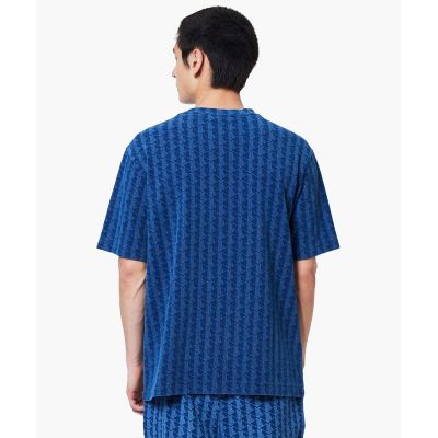 ショルダータック鹿の子地シャツ インディゴ鹿の子地 モノグラム半袖Tシャツ | LACOSTE/ラコステ