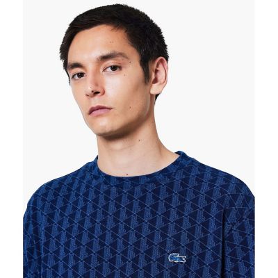 インディゴ鹿の子地 モノグラム半袖Tシャツ | LACOSTE/ラコステ