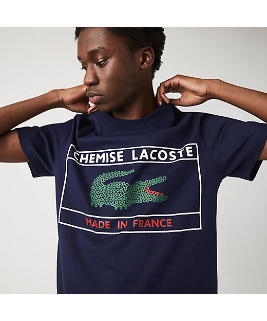 【SALE】LACOSTE/ラコステ メイドインフランスボックスプリントTシャツ ネイビー トップス【三越伊勢丹/公式】