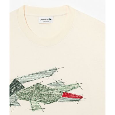 スタイリッシュな【LACOSTE】ロゴ グラフィックTシャツ 24SS新作 ハンドステッチ風フレンチグラフィックTシャツ | LACOSTE