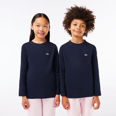  JUNIORベーシックワニロゴパッチ長袖Tシャツ ネイビー トップス