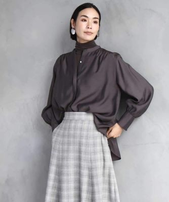 ＜MICHEL KLEIN (Women)＞シアーＡラインブラウス