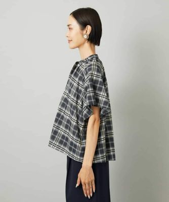 セットアップ対応］ギャザーブラウス シアーチェック柄 | MICHEL KLEIN