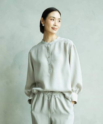 mylan タッセル　ブラウス ドットカットジャガードシフォンブラウス/洗える(ブラウス