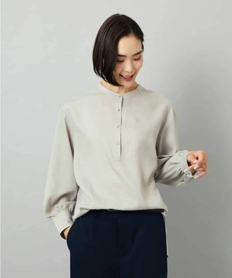 セットアップ対応］バンドカラーロングシャツブラウス | MICHEL KLEIN