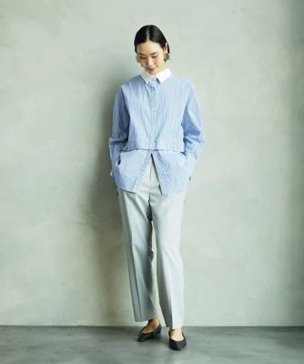 2WAY］クレリックオーバーサイズストライプシャツ | MICHEL KLEIN