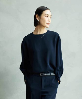 MICHEL KLEIN (Women)/ミッシェルクラン [セットアップ対応]ノーカラーブラウス 57ネイビー トップス【三越伊勢丹/公式】
