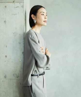 未使用タグ付 ミッシェルクラン ノーカラー セットアップ パンツ スーツ セットアップ対応］ノーカラーブラウス | MICHEL KLEIN (Women