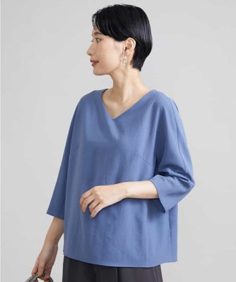 ＜MICHEL KLEIN (Women)＞［定番素材］Ｖネックポプリンブラウス