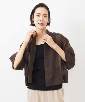 ハーフスリーブウエストシェイプシャツ SINSS（シンス）の「Wide silhouette HS sheer shirt / ワイド