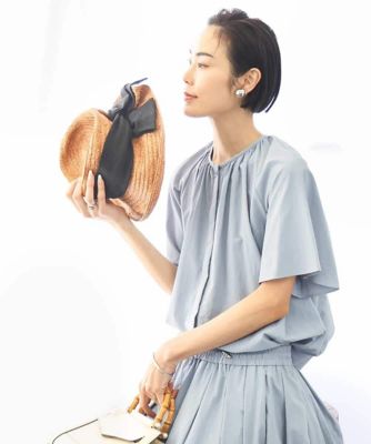 MICHEL KLEIN (Women)/ミッシェルクラン ［ドライタッチ］ギャザーブラウス　無地（セットアップ対応）