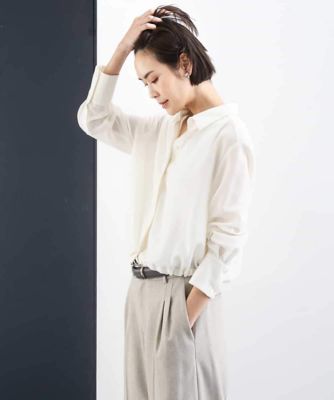 ＜MICHEL KLEIN (Women)＞シアータッチ　ドローストリングシャツブラウス