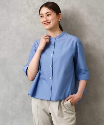 ＜MICHEL KLEIN (Women)＞バンドカラーテントラインシャツ