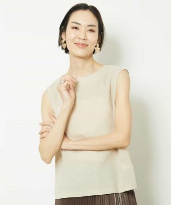 MICHEL KLEIN (Women)/ミッシェルクラン リネンライクプルオーバーブラウス