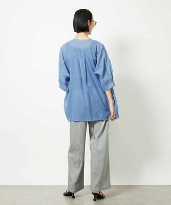 バンドカラーシアーブラウス