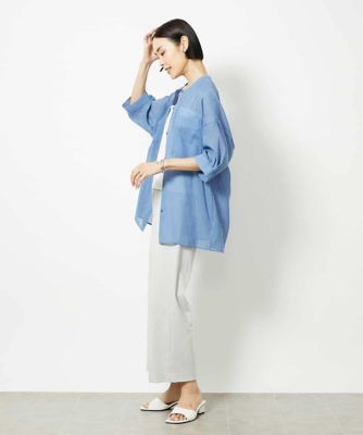 バンドカラーシアーブラウス