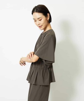 セットアップ対応／2WAY］ウエストマークギャザーブラウス