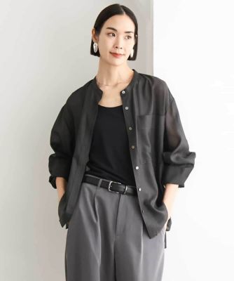 極美品！23年製 MHL. シャンブレー バンドカラーシャツ S ノーカラー シアーシャンブレーバンドカラーシャツ | MICHEL KLEIN (Women