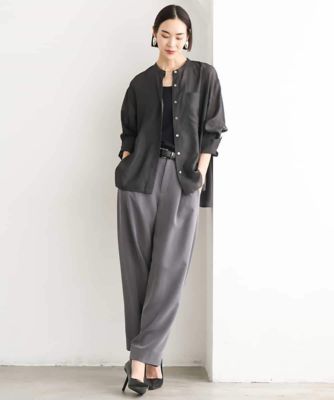 極美品！23年製 MHL. シャンブレー バンドカラーシャツ S ノーカラー シアーシャンブレーバンドカラーシャツ | MICHEL KLEIN (Women