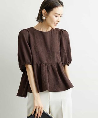 ＜MICHEL KLEIN (Women)＞［１枚着としておすすめ／セットアップ対応］ボリュームスリーブペプラムブラウス