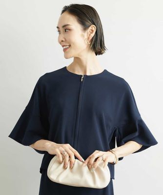 ＜MICHEL KLEIN (Women)＞［セットアップ対応／機能素材］ラッフルスリーブジャージーブラウス