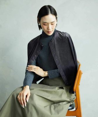 ＜MICHEL KLEIN (Women)＞シアーベロアクルーネックカーディガン