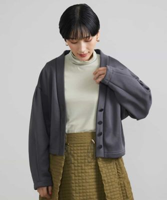 MICHEL KLEIN (Women)/ミッシェルクラン 裏起毛ジャージーVネックカーディガン