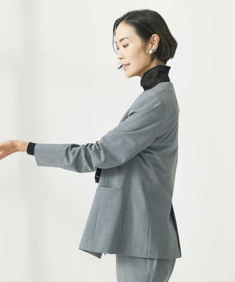 ストレッチノーカラージャケット（セットアップ対応／３サイズあり）