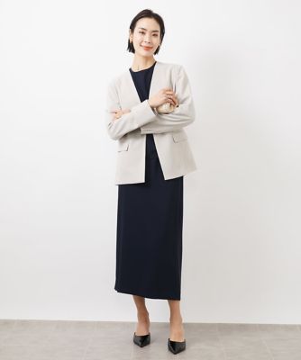 ［セットアップ対応／洗える］ツイルノーカラージャケット（多機能素材）