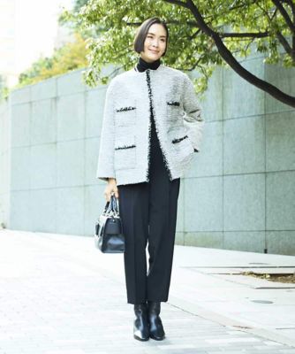 セットアップ対応］ファンシーツイードロングジャケット | MICHEL