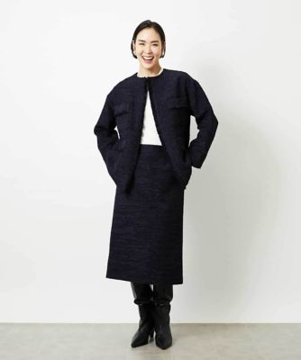 セットアップ対応］ファンシーツイードロングジャケット | MICHEL