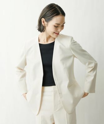 セットアップ対応］ストレッチノーカラージャケット | MICHEL KLEIN 