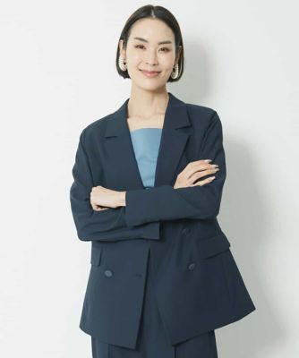 Theory ECO SHARKSKIN リネン ダブルジャケット ネイビー 紺 2 M
