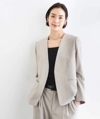 ＜MICHEL KLEIN (Women)＞［セットアップ対応］ツイードライク　ノーカラージャケット