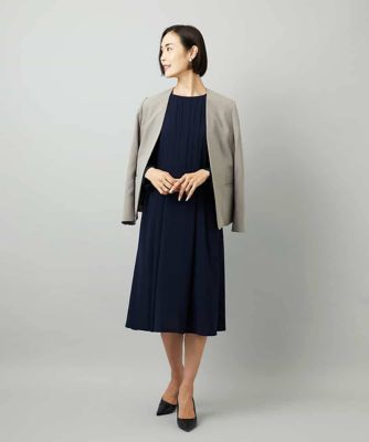 ノーカラープリーツワンピース | MICHEL KLEIN (Women