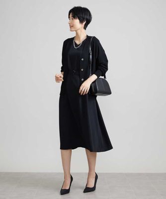Ｖネックベルト付きワンピース
