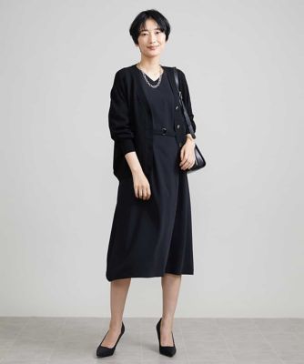 Ｖネックベルト付きワンピース
