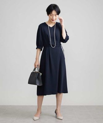 Ｖネックベルト付きワンピース
