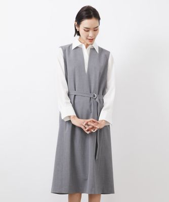 キーネックノースリーブワンピース（セットアップ対応）