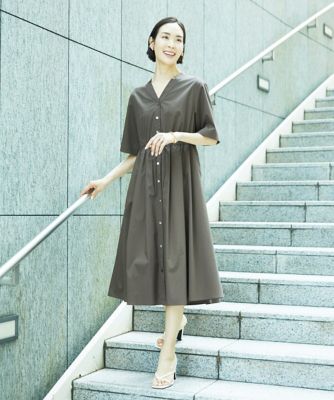 リネン／ウール ウィンドウペイン ノースリーブワンピース | Brooks