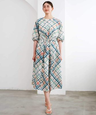 ＜MICHEL KLEIN (Women)＞［オリジナルプリント］チェックギャザーワンピース