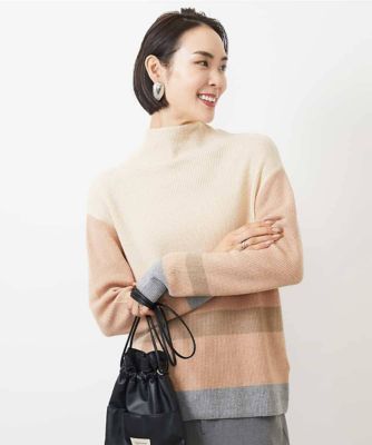 ＜MICHEL KLEIN (Women)＞ボトルネックボーダーニット