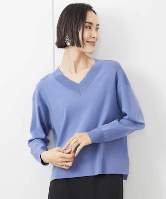 ＜MICHEL KLEIN (Women)＞Ｖネックハイゲージニット