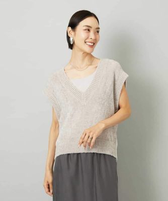 MICHEL KLEIN (Women)/ミッシェルクラン フェザータッチVネックベスト 91ライトグレー トップス【三越伊勢丹/公式】