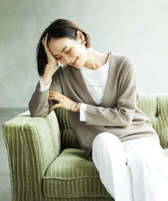 ＜MICHEL KLEIN (Women)＞深Ｖネックニットプルオーバー